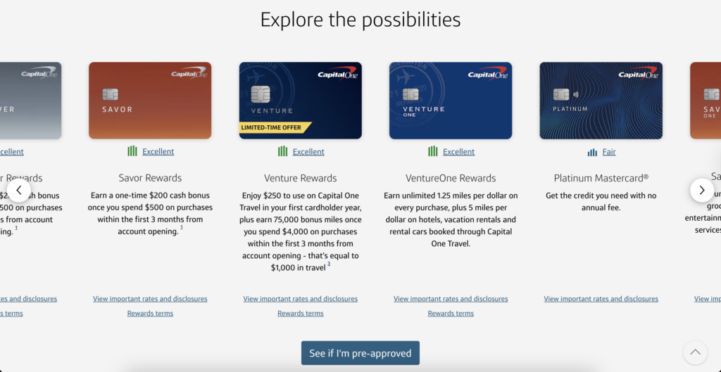 Capital One Credit Card Pre-Approval Tool