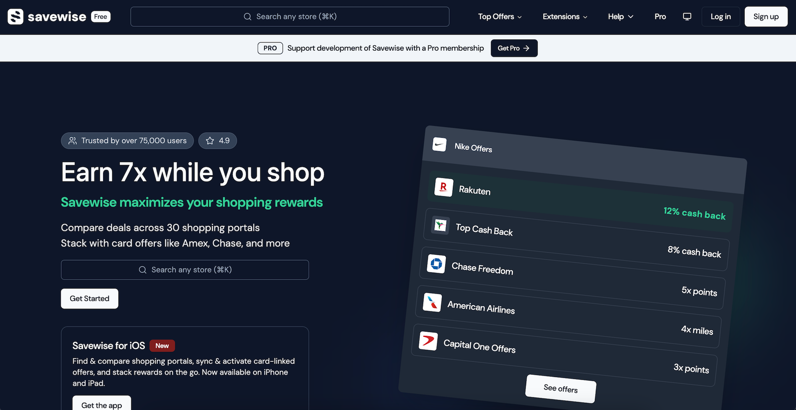 Savewise review - Cash back portals and card-linked offers, all in one click.