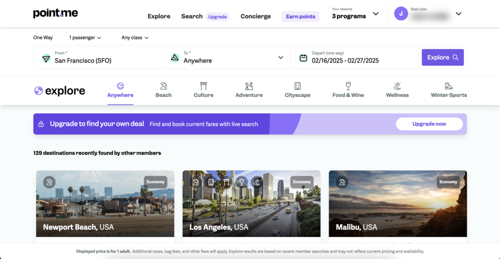 Point.me award search