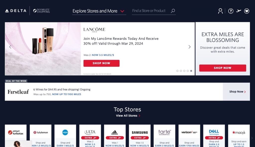 Delta SkyMiles shopping portal